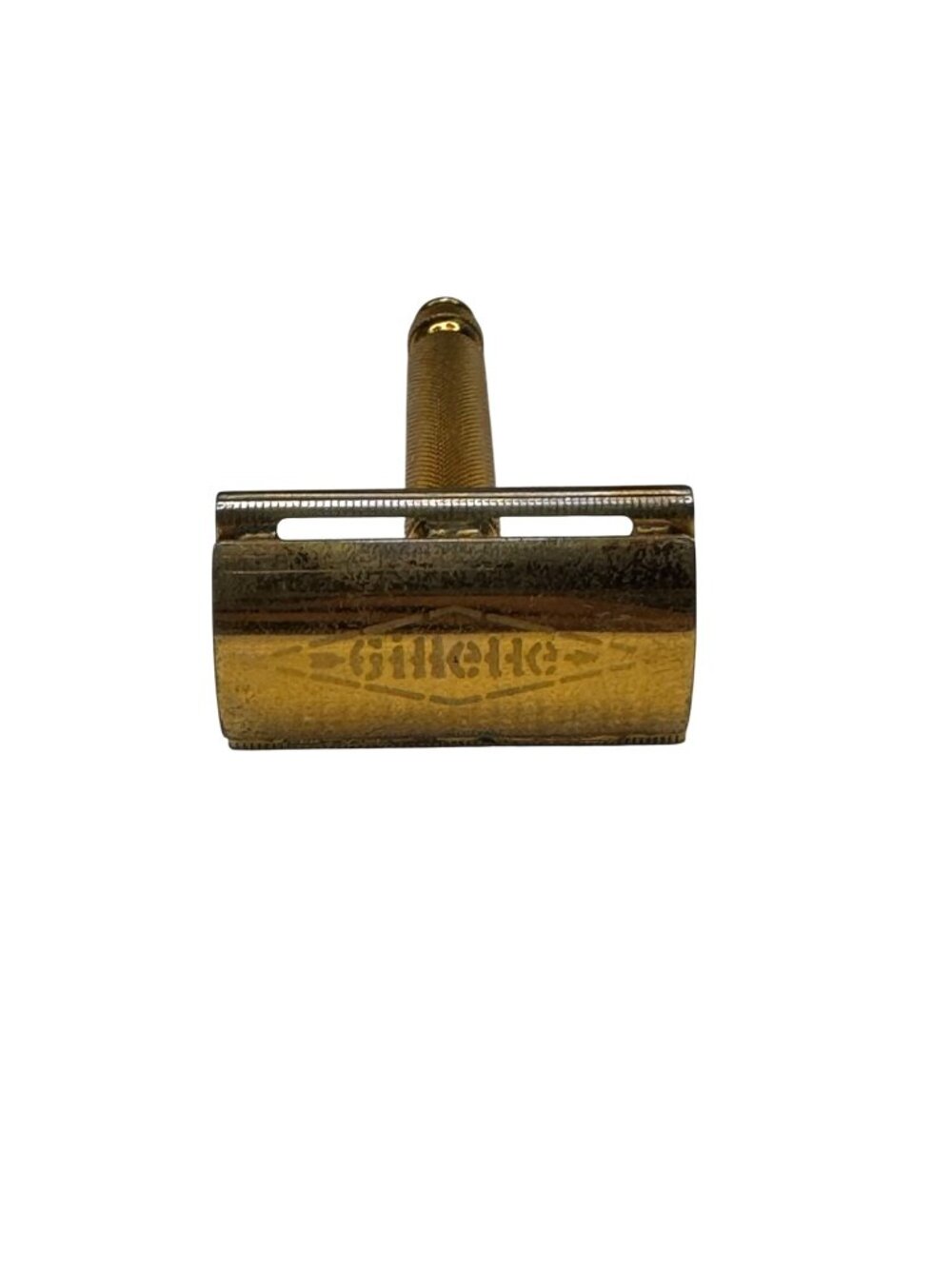 GILLETTE 3 Piece Gold Plated Brass Ball End TECH Safety Razor Estate Vintage